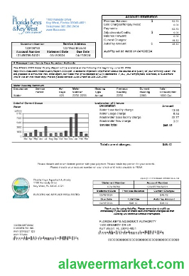 USA Florida Florida Keys business utility bill template in Word and PDF formats